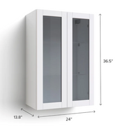 Home Extended Two Glass Door Wall Cabinet 36.5H furniture New Age   