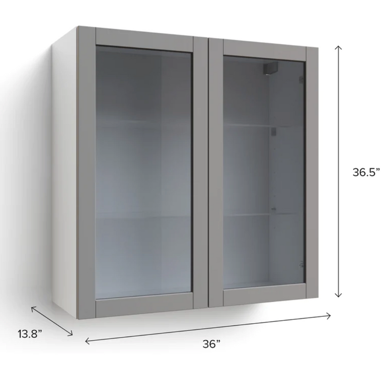 Home Extended Two Glass Door Wall Cabinet 36.5H furniture New Age   