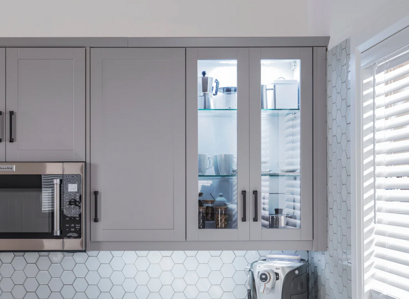 Home Extended Two Glass Door Wall Cabinet 36.5H furniture New Age   