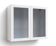 Home Two Glass Door Wall Cabinet 30.6H furniture New Age White 36'' 