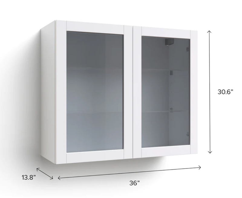 Home Two Glass Door Wall Cabinet 30.6H furniture New Age   