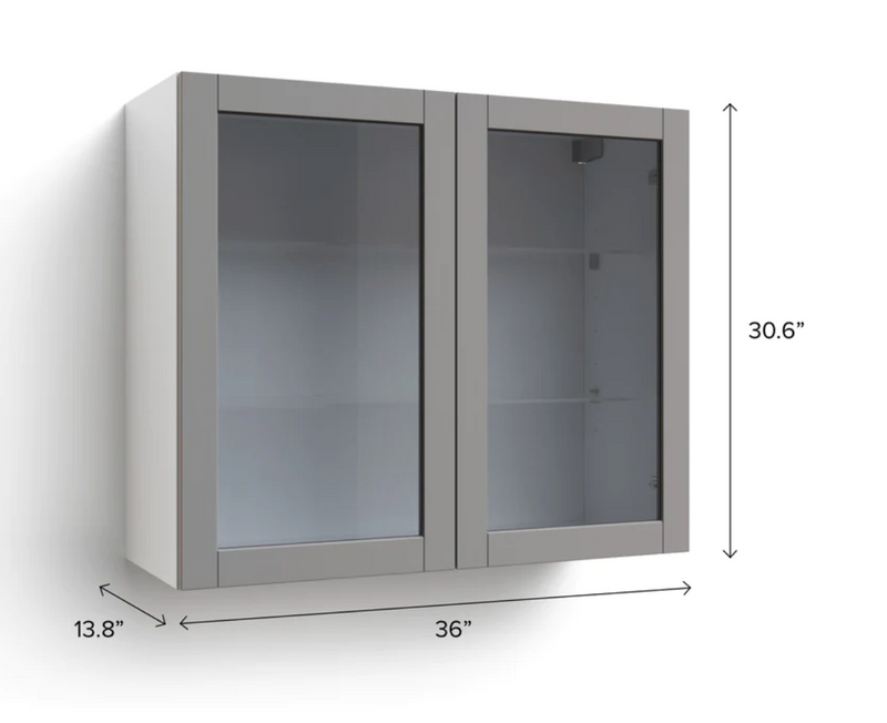 Home Two Glass Door Wall Cabinet 30.6H furniture New Age   
