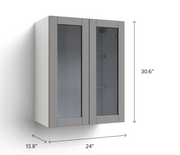 Home Two Glass Door Wall Cabinet 30.6H furniture New Age   