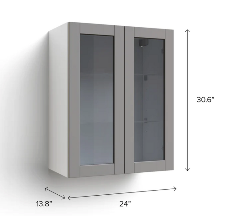 Home Two Glass Door Wall Cabinet 30.6H furniture New Age   