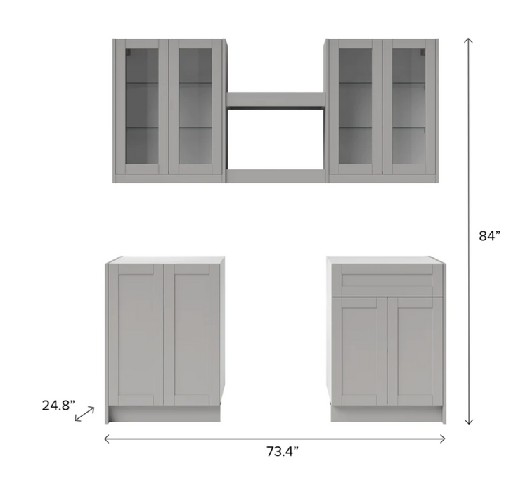 Home Bar 6 Piece Cabinet Set with Glass Door and Shelves - 24 Inch furniture New Age   