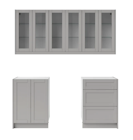 Home Bar 5 Piece Cabinet Set with Drawer Cabinet - 24 Inch furniture New Age Grey Without countertop 