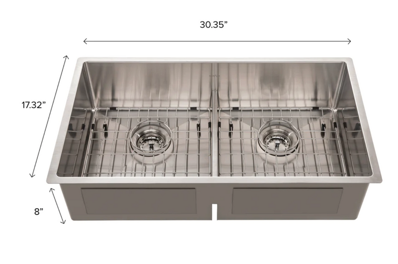 Sink 30.35 in. Undermount Double Bowl Stainless Steel furniture New Age   