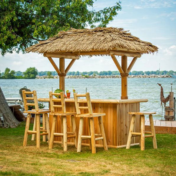 Dundalk Tropical Paradise Tiki Bar + 5 Stools outdoor funiture Dundalk Leisurecraft None Synthetic Roof (+$1699) 