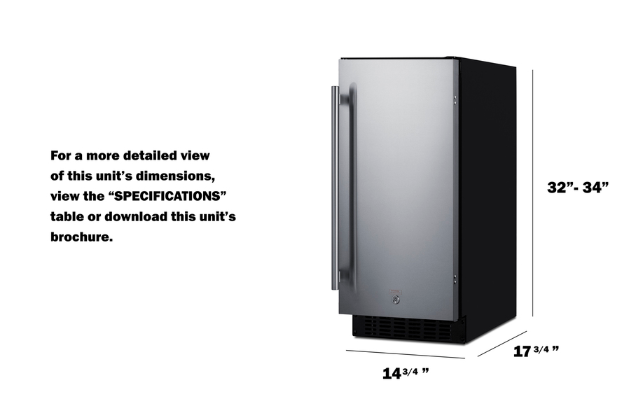 Summit 15" Wide Built-In All-Refrigerator, ADA Compliant Refrigerator Accessories Summit Appliance   