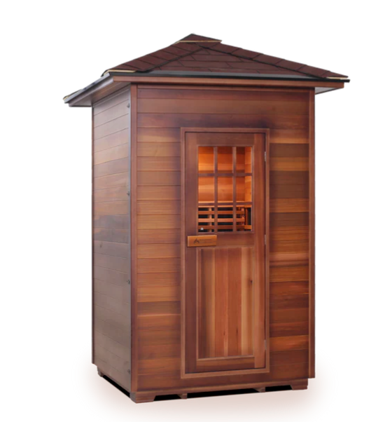 Enlighten SIERRA - 2 Person Indoor/Outdoor Infrared Sauna sauna Enlighten Saunas Peak Roof  