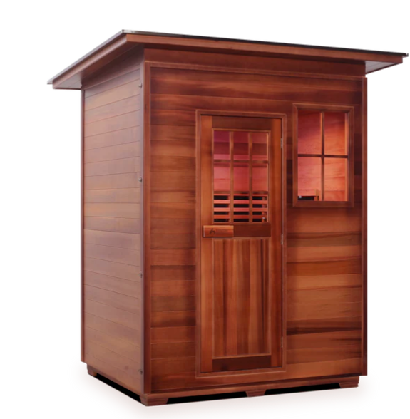 Enlighten SIERRA - 3 Person Indoor/Outdoor Infrared Sauna sauna Enlighten Saunas Slope Roof  