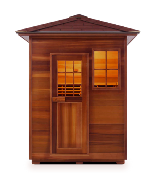 Enlighten SIERRA - 3 Person Indoor/Outdoor Infrared Sauna sauna Enlighten Saunas Peak Roof  