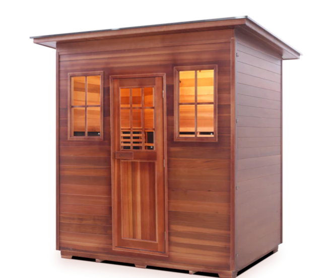 Enlighten SIERRA - 5 Person Indoor/Outdoor Infrared Sauna sauna Enlighten Saunas Slope Roof  