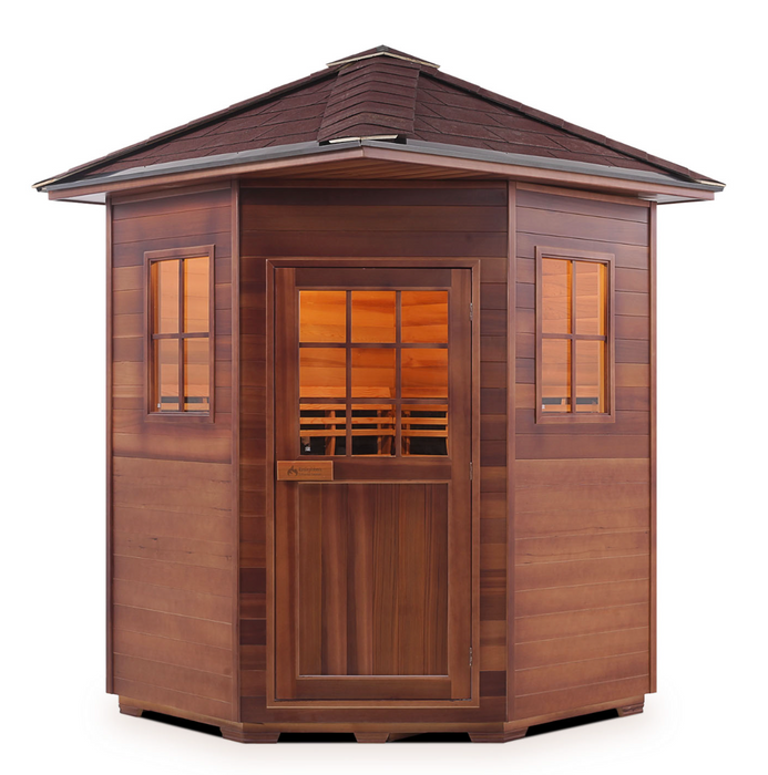 Enlighten SIERRA - 4C Peak Indoor/Outdoor Infrared Sauna sauna Enlighten Saunas Peak Roof 120V  