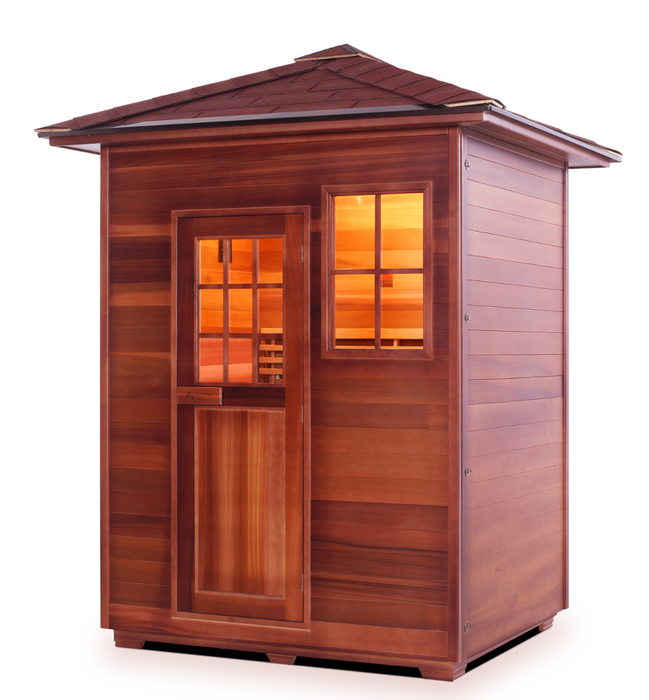 Enlighten MoonLight - 3 Person Dry Traditional Sauna Indoor/Outdoor sauna Enlighten Saunas Outdoor Peak Roof  