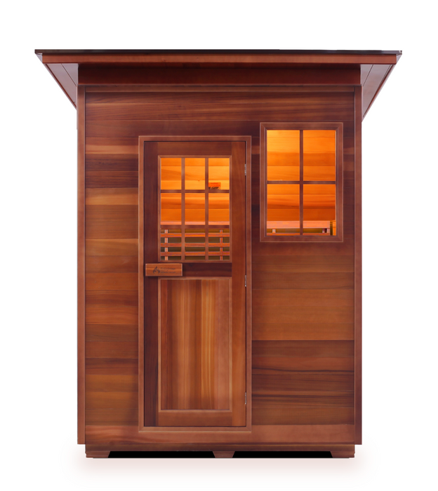 Enlighten MoonLight - 3 Person Dry Traditional Sauna Indoor/Outdoor sauna Enlighten Saunas Outdoor Slope Roof  