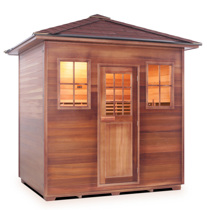 Enlighten MoonLight - 5 Person Dry Traditional Sauna Indoor/Outdoor sauna Enlighten Saunas Outdoor Peak Roof  