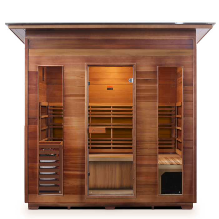 Enlighten SunRise - 5 Person Dry Traditional Sauna Indoor/Outdoor sauna Enlighten Saunas Outdoor Slope Roof  