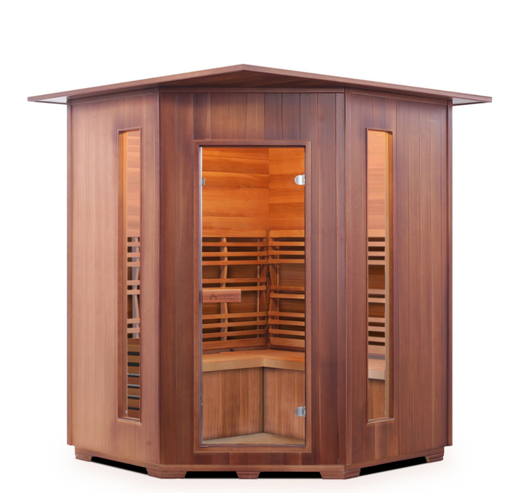 Enlighten SunRise 4C | 4 Person Dry Traditional Sauna - Corner Indoor/Outdoor sauna Enlighten Saunas Indoor  