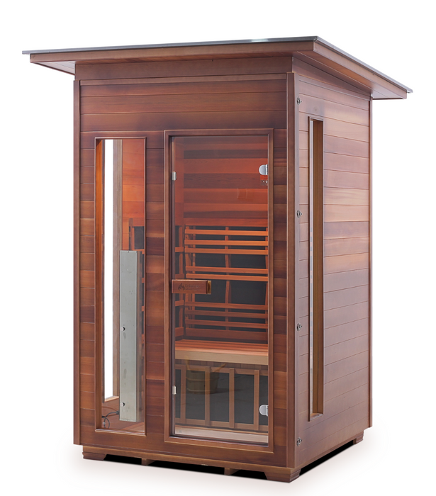 Enlighten Diamond 2 | 2 Person Hybrid Infrared/Traditional Sauna Indoor/Outdoor sauna Enlighten Saunas Outdoor Slope Roof  