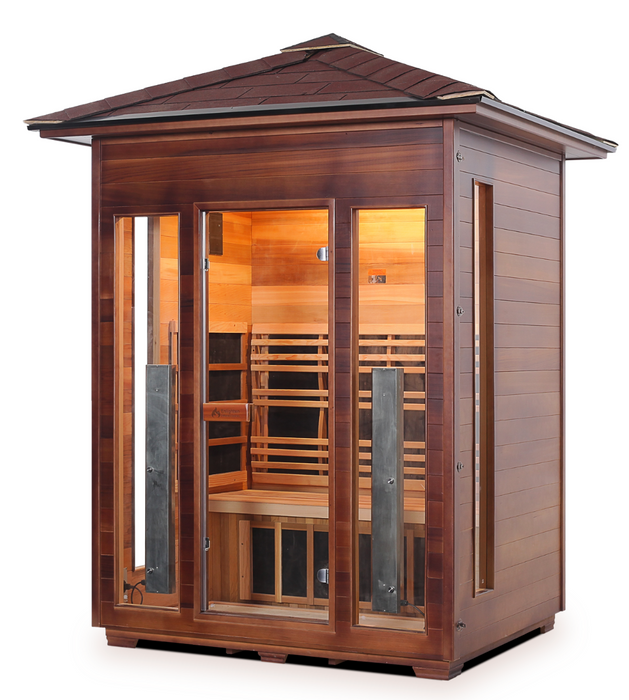 Enlighten Diamond 3 | 3 Person Hybrid Infrared/Traditional Sauna Indoor/Outdoor sauna Enlighten Saunas Outdoor Peak Roof  