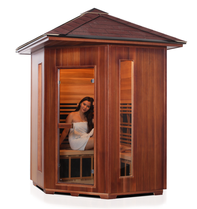 Enlighten Diamond 4C | 4 Person Hybrid Infrared/Traditional Sauna - Corner  Indoor/Outdoor sauna Enlighten Saunas   