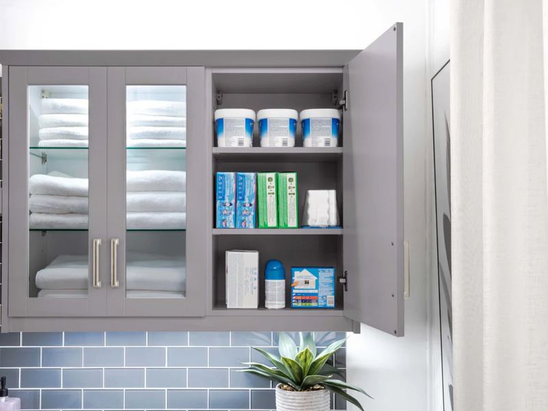 Home Laundry Room 10 Piece Cabinet Set with Granite Countertops, Centered Shelf and Sink Cabinets & Storage New Age   