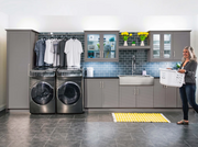 Home Laundry Room 10 Piece Cabinet Set with Granite Countertops, Centered Shelf and Sink Cabinets & Storage New Age   