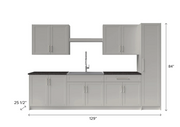 Home Laundry Room 11 Piece Cabinet Set with Granite Countertops Centered Shelf, Sink and Faucet Cabinets & Storage New Age   