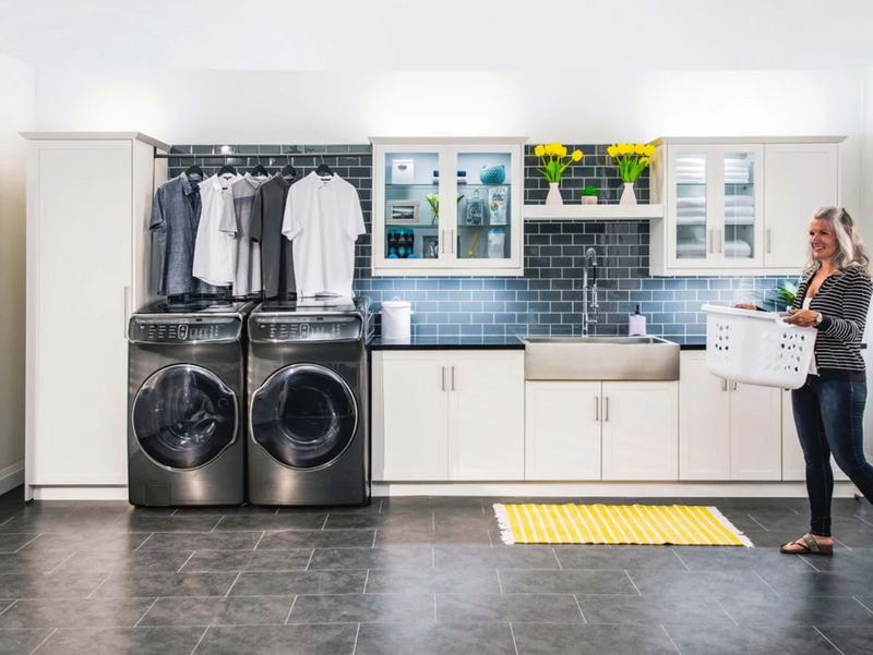 Home Laundry Room 10 Piece Cabinet Set with Pantry Cabinet, 24 in. Sink and Faucet Cabinets & Storage New Age   