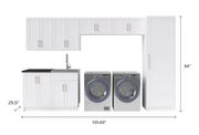 Home Laundry Room 8 Piece Cabinet Set with Single Drawer Cabinet, Sink, Faucet and Shelf Cabinets & Storage New Age   