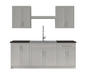 Home Laundry Room 10 Piece Cabinet Set with Granite Countertops, Centered Shelf and Sink Cabinets & Storage New Age Gray  