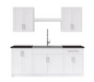 Home Laundry Room 10 Piece Cabinet Set with Granite Countertops, Centered Shelf and Sink Cabinets & Storage New Age White  