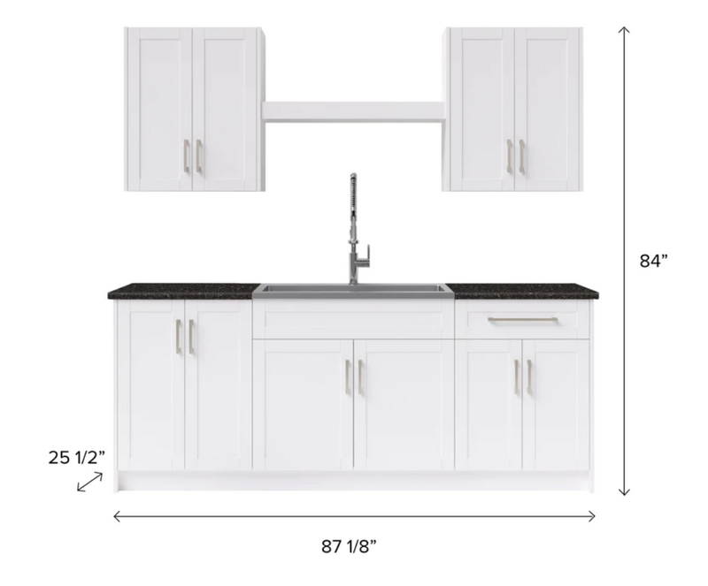 Home Laundry Room 10 Piece Cabinet Set with Granite Countertops, Centered Shelf and Sink Cabinets & Storage New Age   