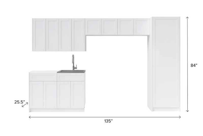 Home Laundry Room 9 Piece Cabinet Set with Single Drawer Cabinet, Sink and Faucet Cabinets & Storage New Age   