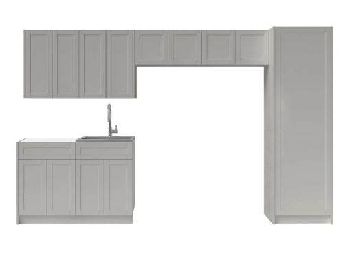 Home Laundry Room 9 Piece Cabinet Set with Single Drawer Cabinet, Sink and Faucet Cabinets & Storage New Age Gray  