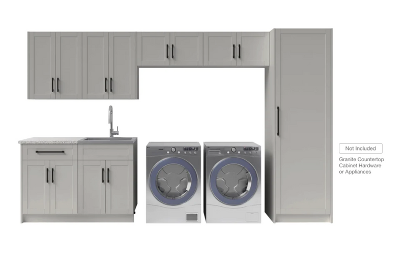 Home Laundry Room 9 Piece Cabinet Set with Single Drawer Cabinet, Sink and Faucet Cabinets & Storage New Age   