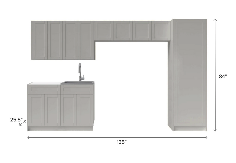 Home Laundry Room 9 Piece Cabinet Set with Single Drawer Cabinet, Sink and Faucet Cabinets & Storage New Age   