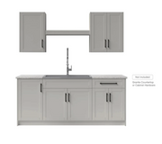 Home Laundry Room 8 Piece Cabinet Set with Single Drawer Cabinet, Sink, Faucet and Shelf Cabinets & Storage New Age   