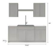 Home Laundry Room 8 Piece Cabinet Set with Single Drawer Cabinet, Sink, Faucet and Shelf Cabinets & Storage New Age   