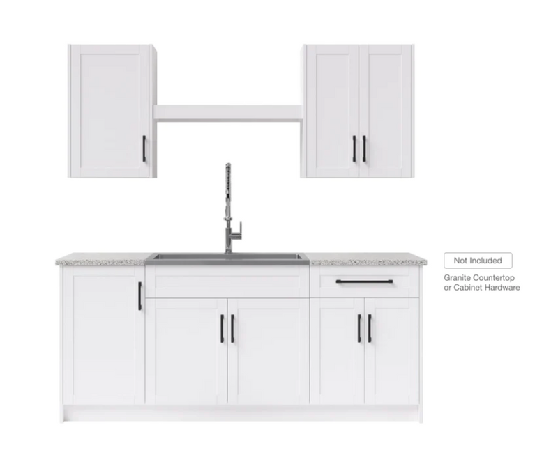 Home Laundry Room 8 Piece Cabinet Set with Single Drawer Cabinet, Sink, Faucet and Shelf Cabinets & Storage New Age   