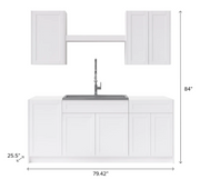 Home Laundry Room 8 Piece Cabinet Set with Single Drawer Cabinet, Sink, Faucet and Shelf Cabinets & Storage New Age   