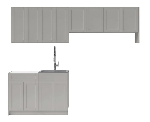 Home Laundry Room 8 Piece Cabinet Set with Single Drawer Cabinet, Sink and Faucet Cabinets & Storage New Age Gray  