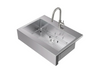 36 in. Farmhouse Sink with Classic Pull Down Faucet Cabinets & Storage New Age Brushed Nickel  