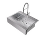 36 in. Farmhouse Sink with Coiled Pull Down Faucet Cabinets & Storage New Age Chrome  