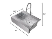 36 in. Farmhouse Sink with Coiled Pull Down Faucet Cabinets & Storage New Age   