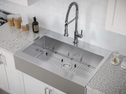 36 in. Farmhouse Sink with Coiled Pull Down Faucet Cabinets & Storage New Age   