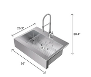 36 in. Farmhouse Sink with Flex Pull Down Faucet Cabinets & Storage New Age   