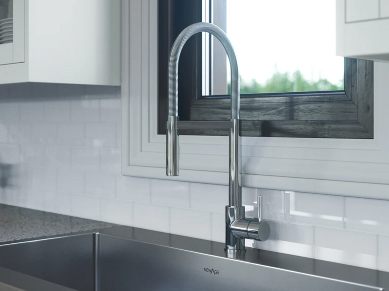 36 in. Farmhouse Sink with Flex Pull Down Faucet Cabinets & Storage New Age   