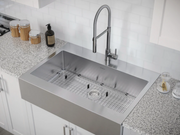 36 in. Farmhouse Sink with Flex Pull Down Faucet Cabinets & Storage New Age   